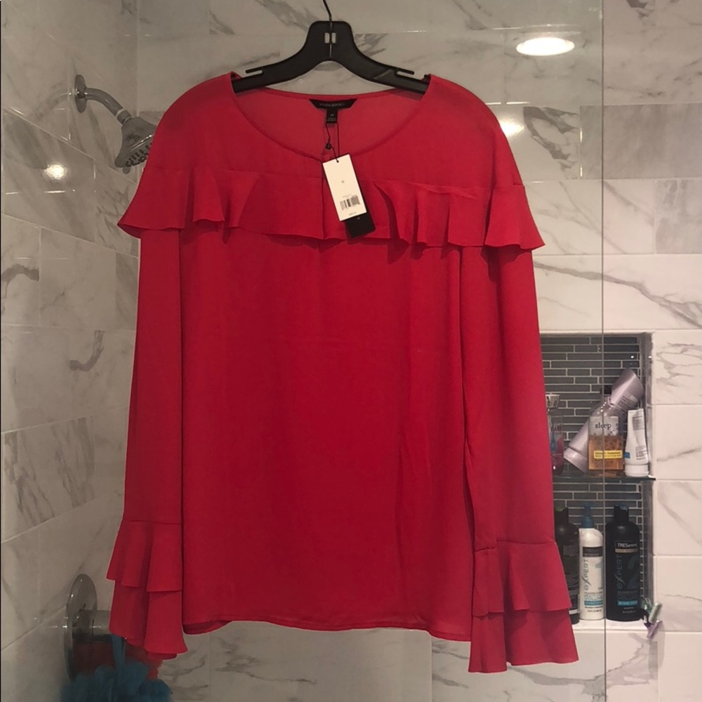 Banana Republic long sleeve red blouse